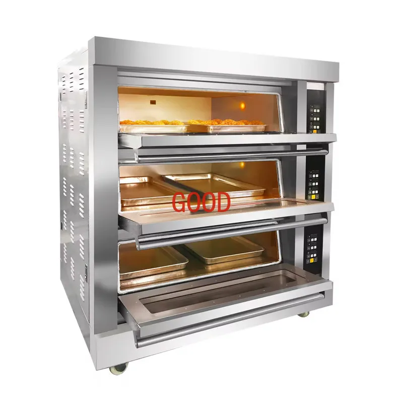 Factory Price Electric Stainless Steel Three Decks Six Trays Oven Bakery Equipment Baking Oven