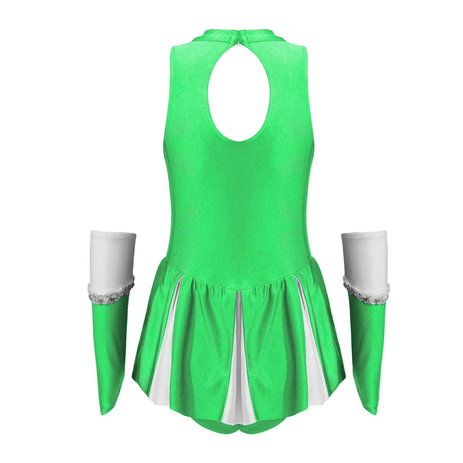 Kids Cheerleading Costume for Schoolgirls Uniforms Dress Sleeveless Sequins Gymnastics Leotards Cosplay Cheerleader Dance Dress