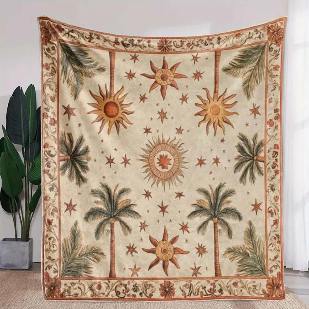 1 pieza de manta decorativa vintage con diseño de palmera tropical y estilo bohemio para decoración de dormitorio  sala de estar