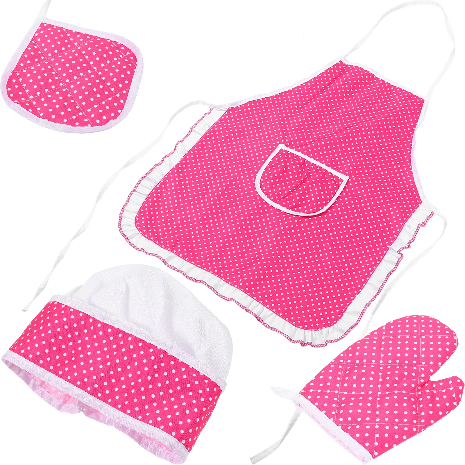 1Set Children Chef Apron Hat Costume Set for Kids Cooking Baking Toddler Protective Mat Oven Mitten Kids Apron