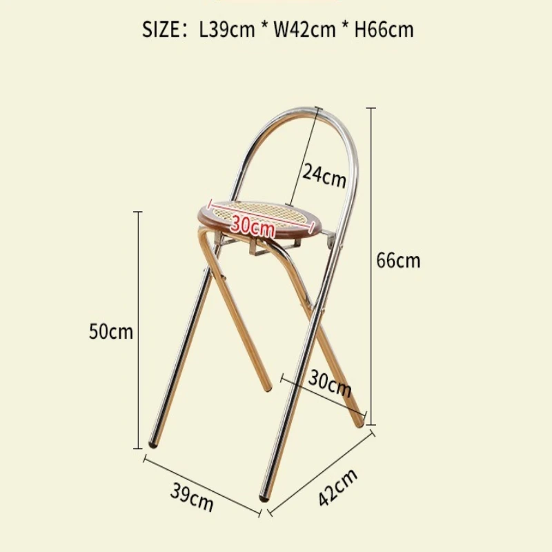 Single backrest folding chair Log small apartment dining chair Metal leisure chair