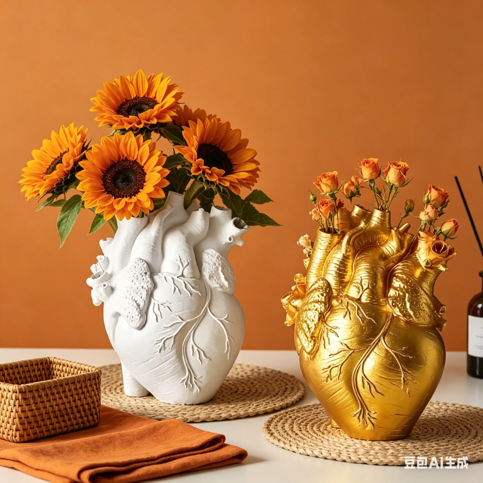 Herzförmige Harz-Vase in 4 Farben Simuliertes Blumenarrangement Dekorative Verzierung für Zuhause Büro Arbeitszimmer Kreative Dekoration