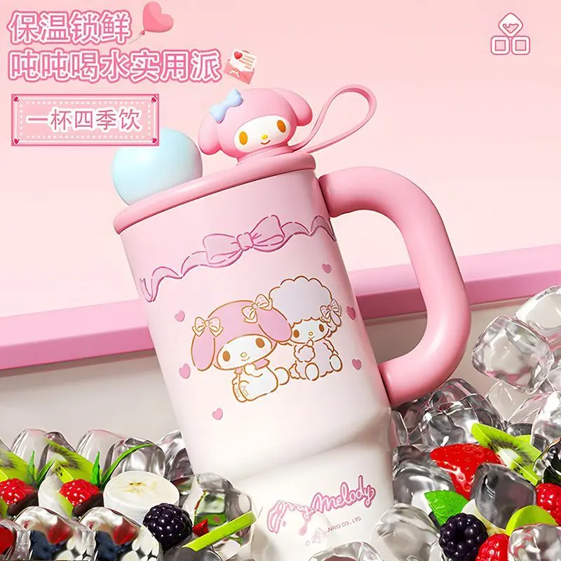 

Sanrios Cinnamoroll New Childrens Cartoon Super Cute Straight Cup Straw Large Capacity Girly Portable Cute Double Drinking Cup