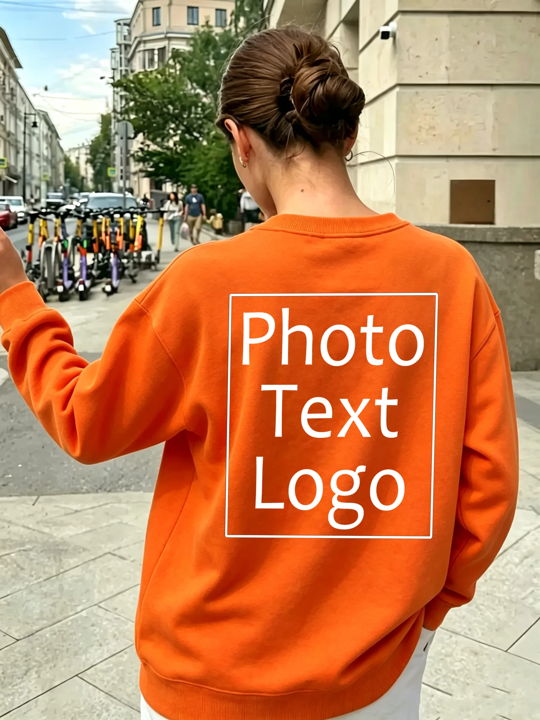 Female Autumn Fleece Sweatshirts Customized DIY Design Casual Loose Street Pullovers Sport Comfortable Clothes All-Match Tops