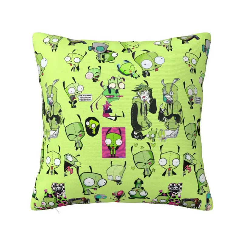 Custom I-Invader Z-Zim Cartoon Square Pillow Cover Decoration Cushion Cover Throw Pillow for Sofa Double-sided Printing