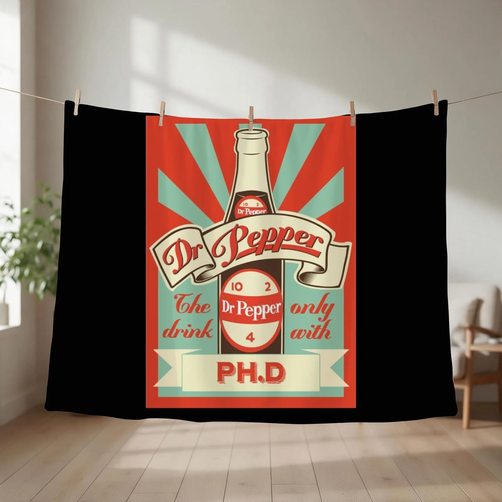Dr. Pepper Vintage Throw Blanket couch cozy soft plush fuzzy picnic outdoor blanket