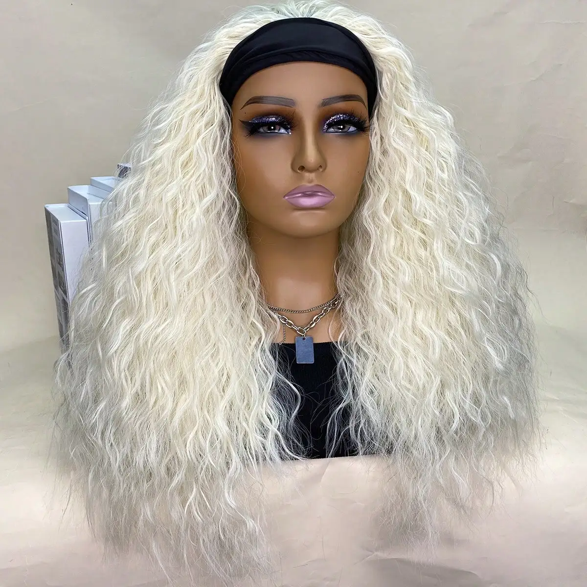 

Synthetic Long Water Wave Headband Wig For Black Women Afro Synthetic Hair Cosplay Wigs Headband Wig 20inch