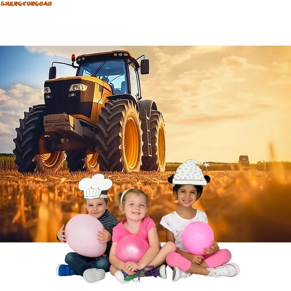 Tractor Warehouse Rural Haystack Baby Newborn Party Birthday Photo Background Photography Backdrop for Photo Studio