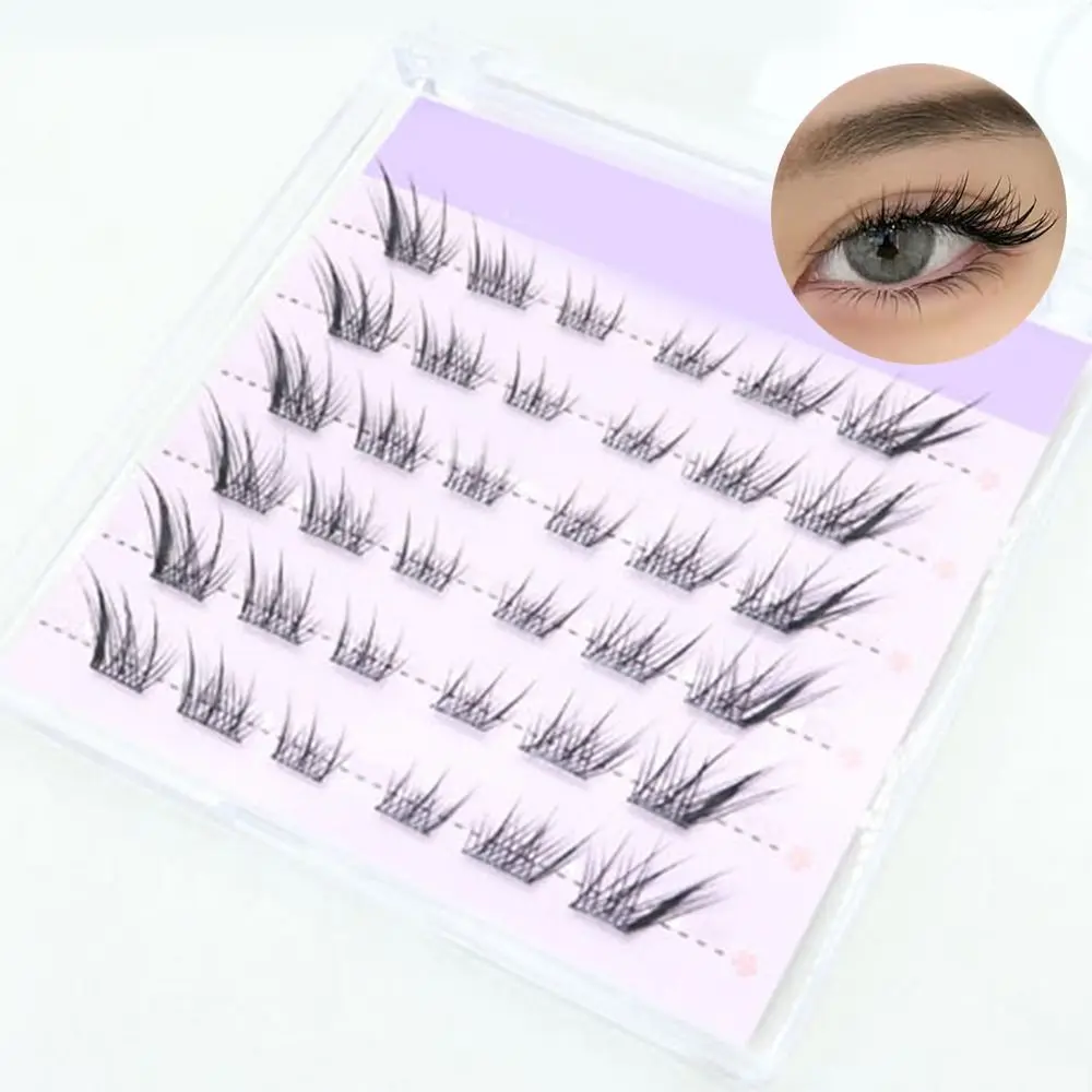New 3D Cat Eye Self Adhesive Lashes Wispy Manga False Eyelashes Fox Natural Individual Lashes DIY Lash Extensions