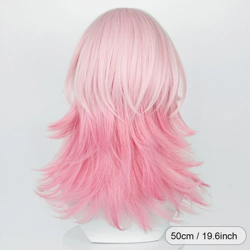 Imagen 2 del producto Peluca recta corta sintética de color rosa ombré para mujer, juego de Anime, Cosplay, peluca esponjosa resistente al calor para fiesta diaria