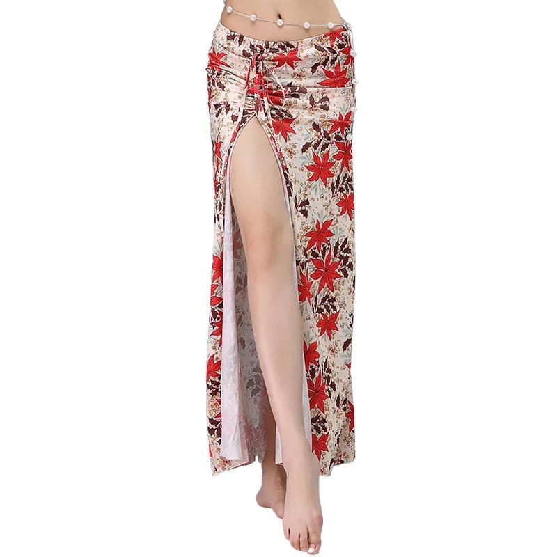 Women Modal Belly Dance Practice Skirt Oriental Performance Long Skirt Dance Side Split Slim Dress Wear Training Clothing