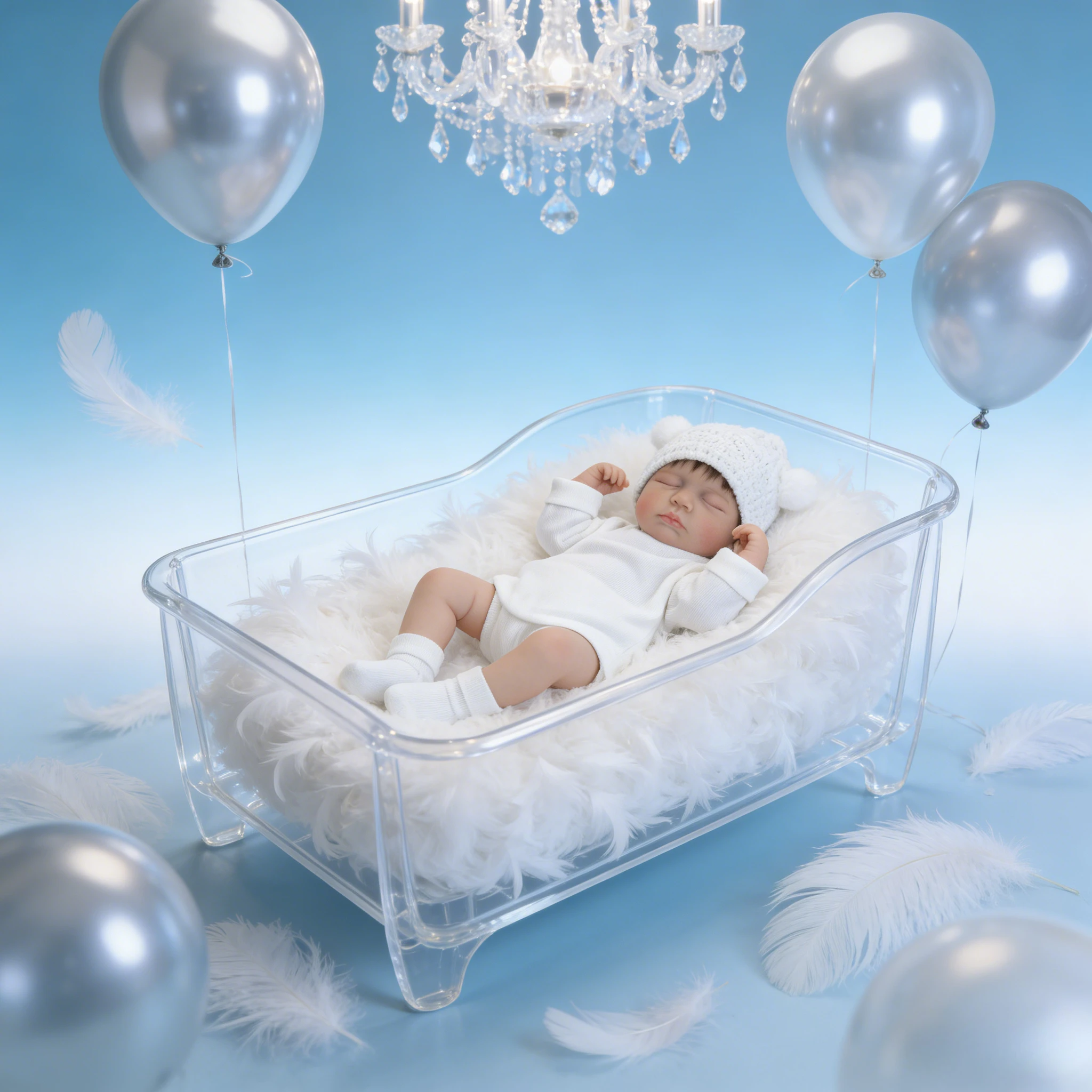 48cm 실물 같은 신생아 리본 인형 루루, 부드러운 촉감, 3D 피부 페인팅, 눈에 띄는 정맥, 다층 구조의 포근한 아기 인형