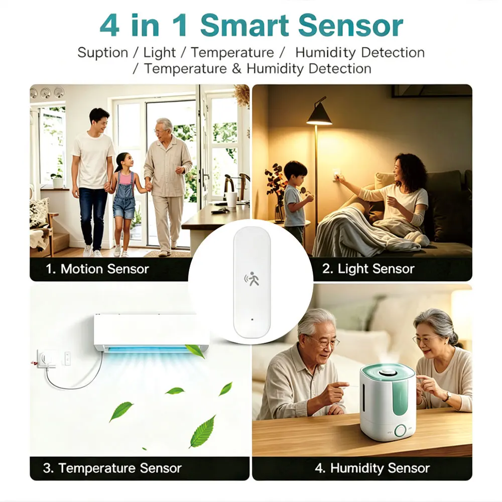 Zigbee 10G MmWave Radar Motion Sensor Smart Human Body Sensor with Illuminance Temperature Humidity Support Zigbee2MQTT image 2