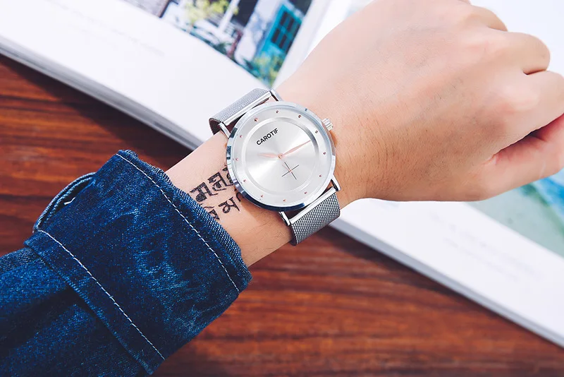 นาฬิกาควอทซ์แบบบางพิเศษนาฬิกาลำลองสำหรับนักธุรกิจศึกษากันน้ำได้แบบตาข่าย