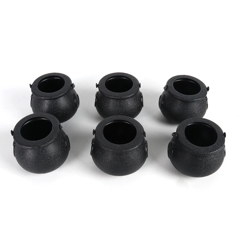 6/12/18pcs Halloween Candy Bucket Mini Black Candy Kettles Cauldron Pot Trick Or Treat Holder Halloween Party Decoration Prop