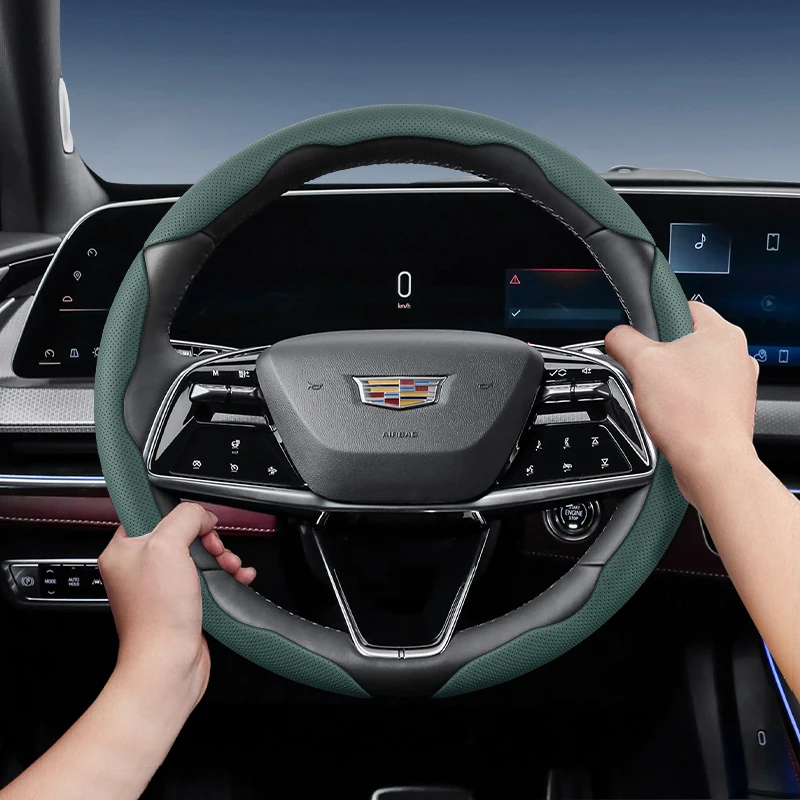 

Suitable for Cadillac Breathable Holes Leather Steering Wheel Cover Segmented Cts Ct4 V-SERIES CT5 XT5 XT4 XT6 Escalade SRX XTS