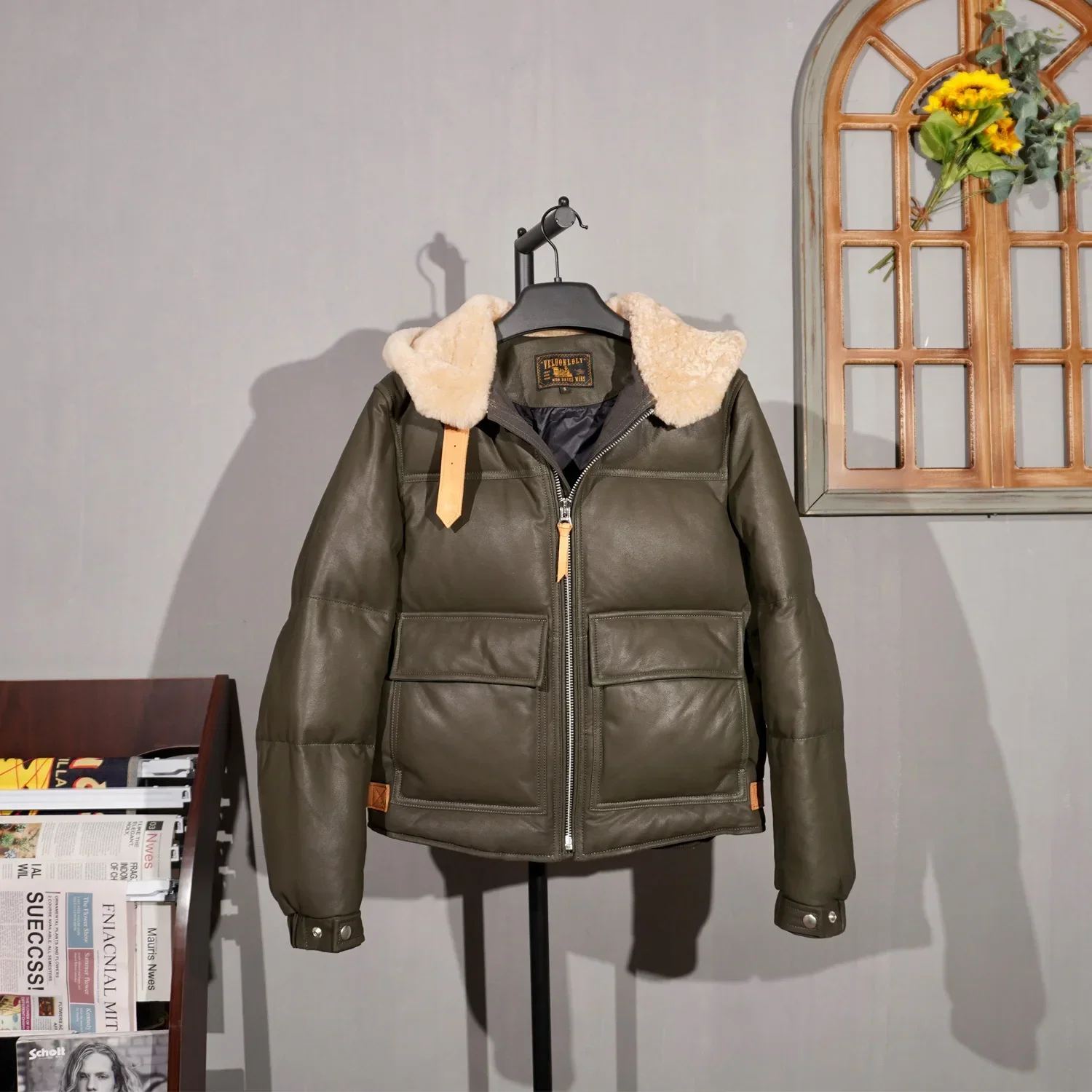 Blouson à capuche en peau de mouton pour homme, veste de motard rétro, rasoir émoussé, court, épaissi, mince, vêtements pour temps froid, hiver