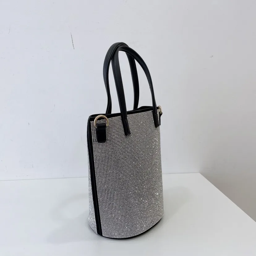 Borse e borsette da donna di lusso con diamanti borsa a tracolla da donna di design borsa a secchiello con strass in argento borsa a tracolla