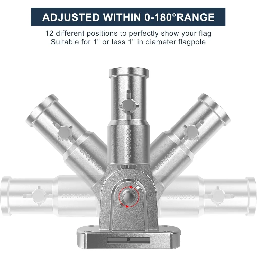 staffa per asta portabandiera in acciaio inossidabile t304 per carichi pesanti - 180 °   Porta bandiera regolabile per casa con due metodi di installazione, fl