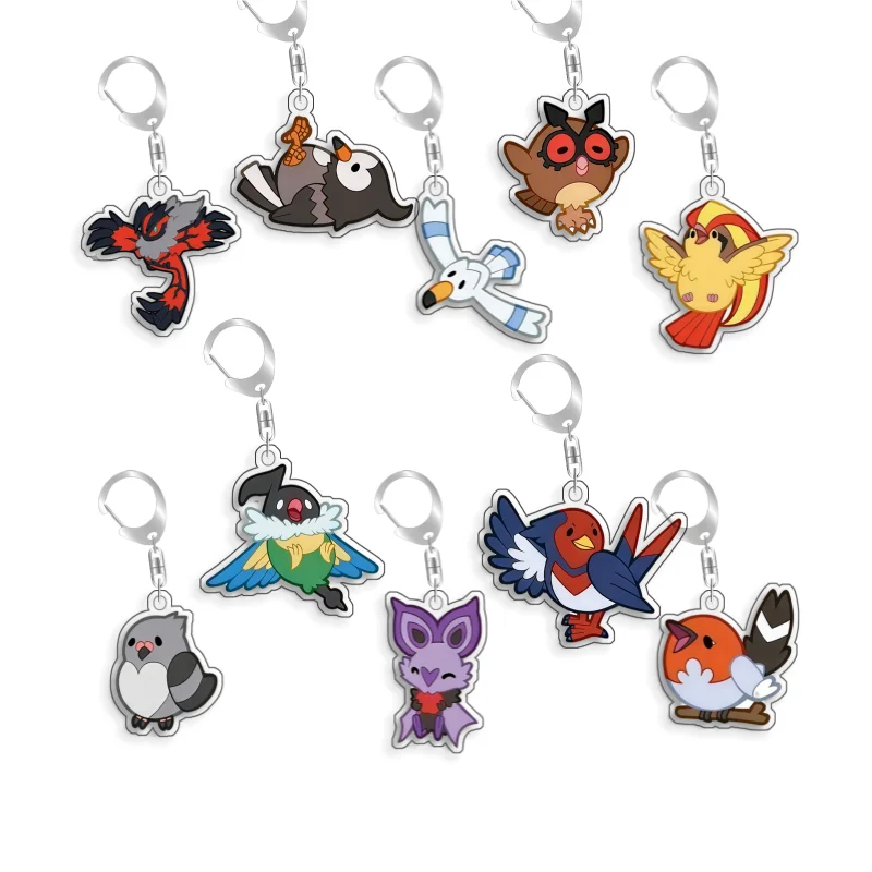 Chaveiro de Acrílico Artesanal Fofo de Desenho Animado Anime para Pokémon Elf Talonflame Mandibuzz Altaria Pidgeot Toxel, Brinquedo de Presente 5cm