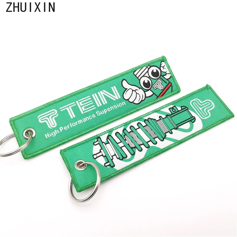 

Car Keychain Textile Keyring Buckle Lanyard Keyfob Green Style Tags Shock Absorbers Gift For Tein Honda Benelli Bmw Accessories