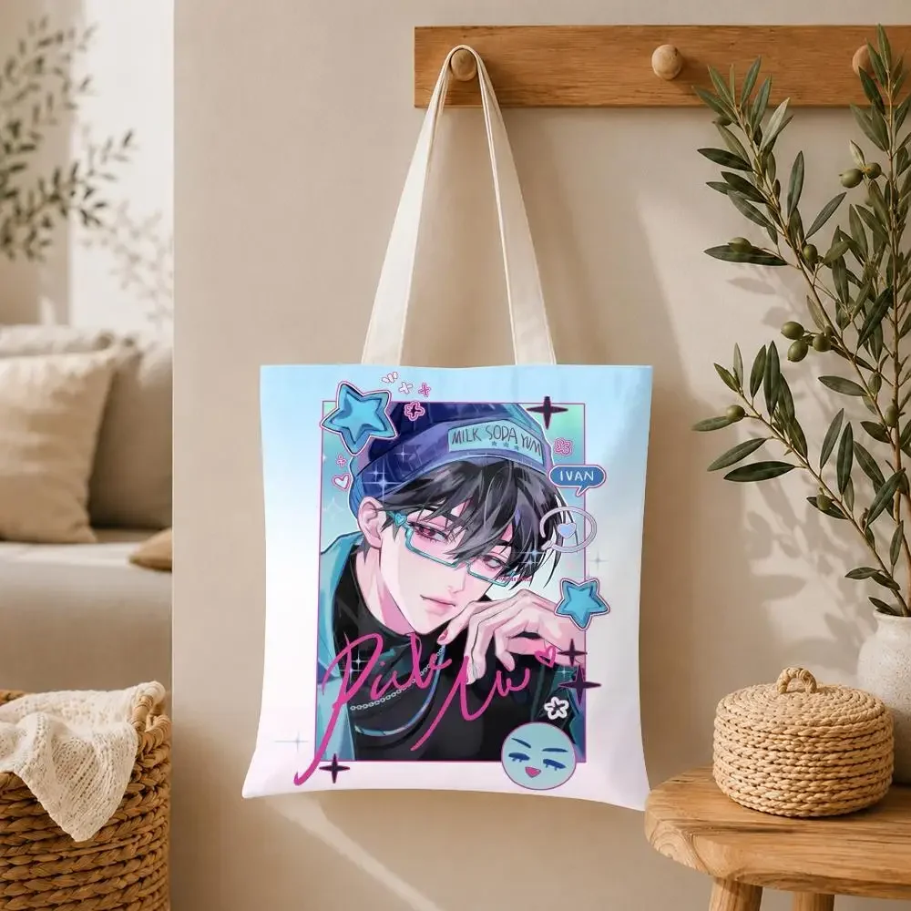 Anime A-Alien S-Stage Storage Bags Large Capacity Canvas Tote Bag Double-Sided Print Shoulder Handbag for Daily Shopping