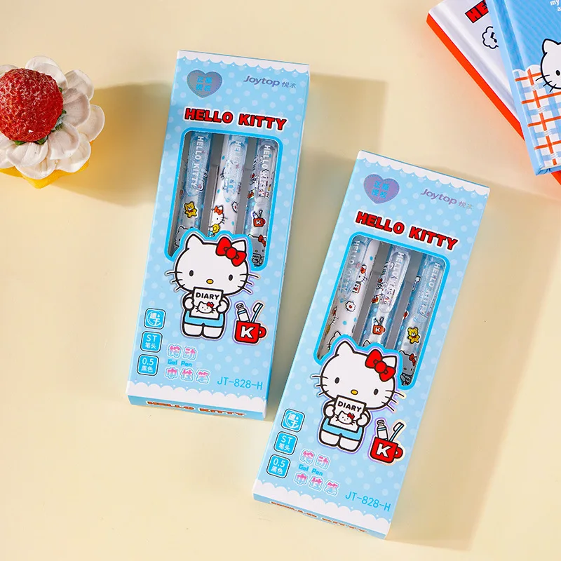 

new 3Pcs Kawaii Sanrio 0.5mm Gel Pens Cute Hello Kitty Cinnamoroll Kuromi Black Pen School Student Stationery Supplies Gifts