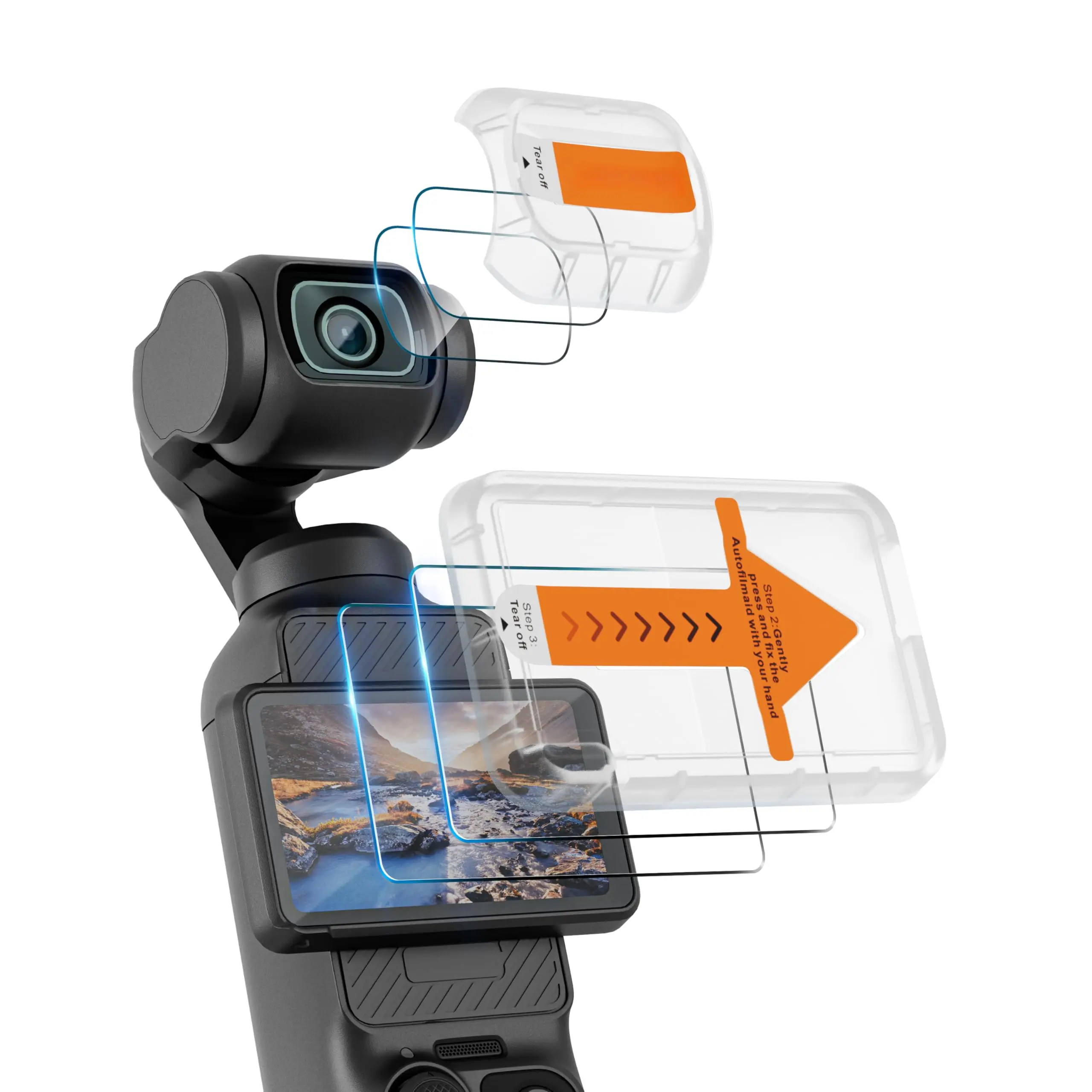 2 sztuki folii ochronnej AR HD ze szkła hartowanego do ekranu i obiektywu DJI Osmo Pocket 3/4 z zestawem do automatycznego wyrównywania podczas montażu