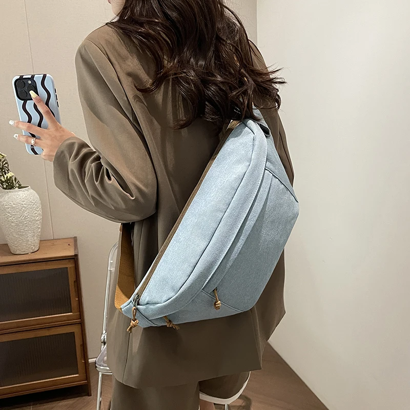 Women Chest Bags Street Style Waist Bag Denim Shoulder Bag Unisex Large Capacity Fanny Packs Casual Crossbody Belt Bag