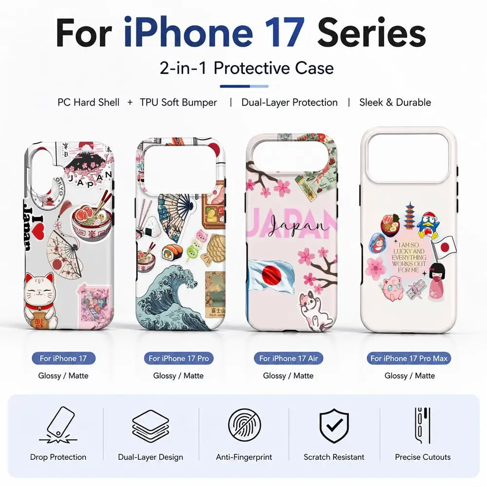 Funda de teléfono con diseño de Tokio, Osaka, Kanagawa, Japón, material de película, carcasa para iPhone 17 16 15 14 12 17Air 16e 13 Pro MAX 16Plus