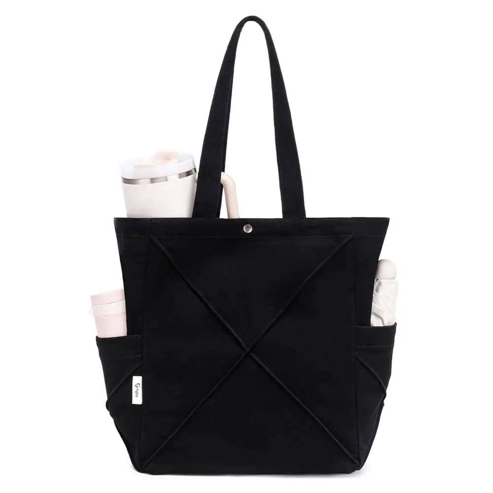 

Большая холщовая сумка-тоут для женщин, вмещает ноутбук 15.6 дюймов, сумка через плечо с отделениями, легкая сумка для работы, путешествий, пляжа | холст