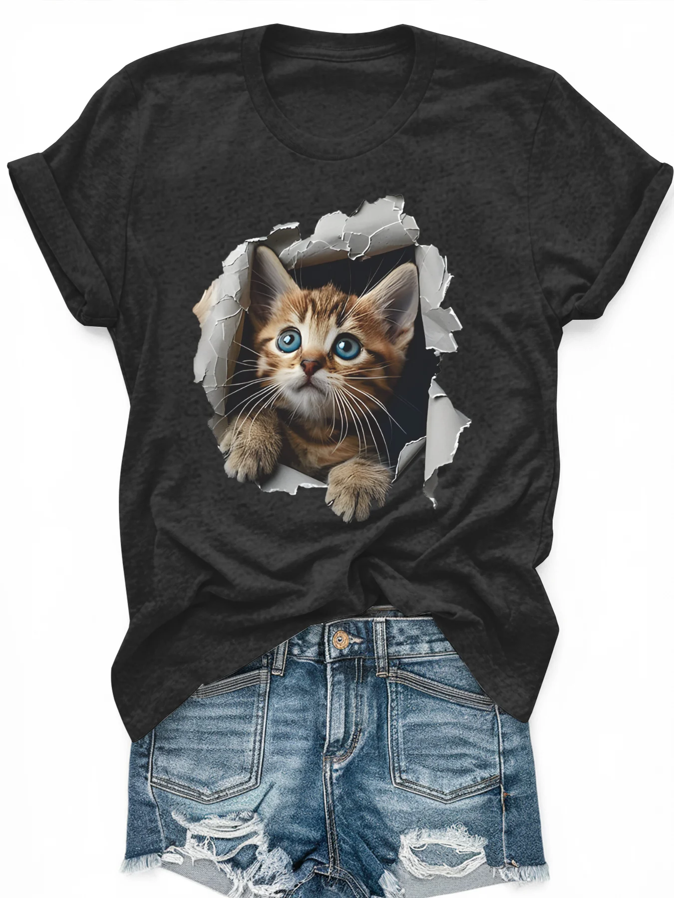 

Women's large-size printed short-sleeved T-shirt, loose and casual, soft, comfortable and breathable, outdoor sports