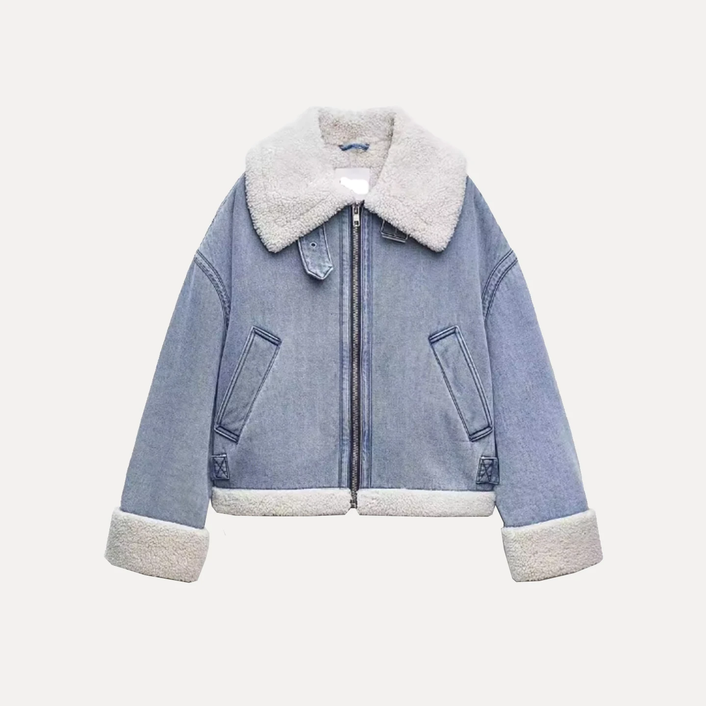 Z femmes Faion Waed Vintage Fce Denim Jaet 2025 nouveau Sle trajet Tube droit longue Sve fermeture éclair couleur Pure