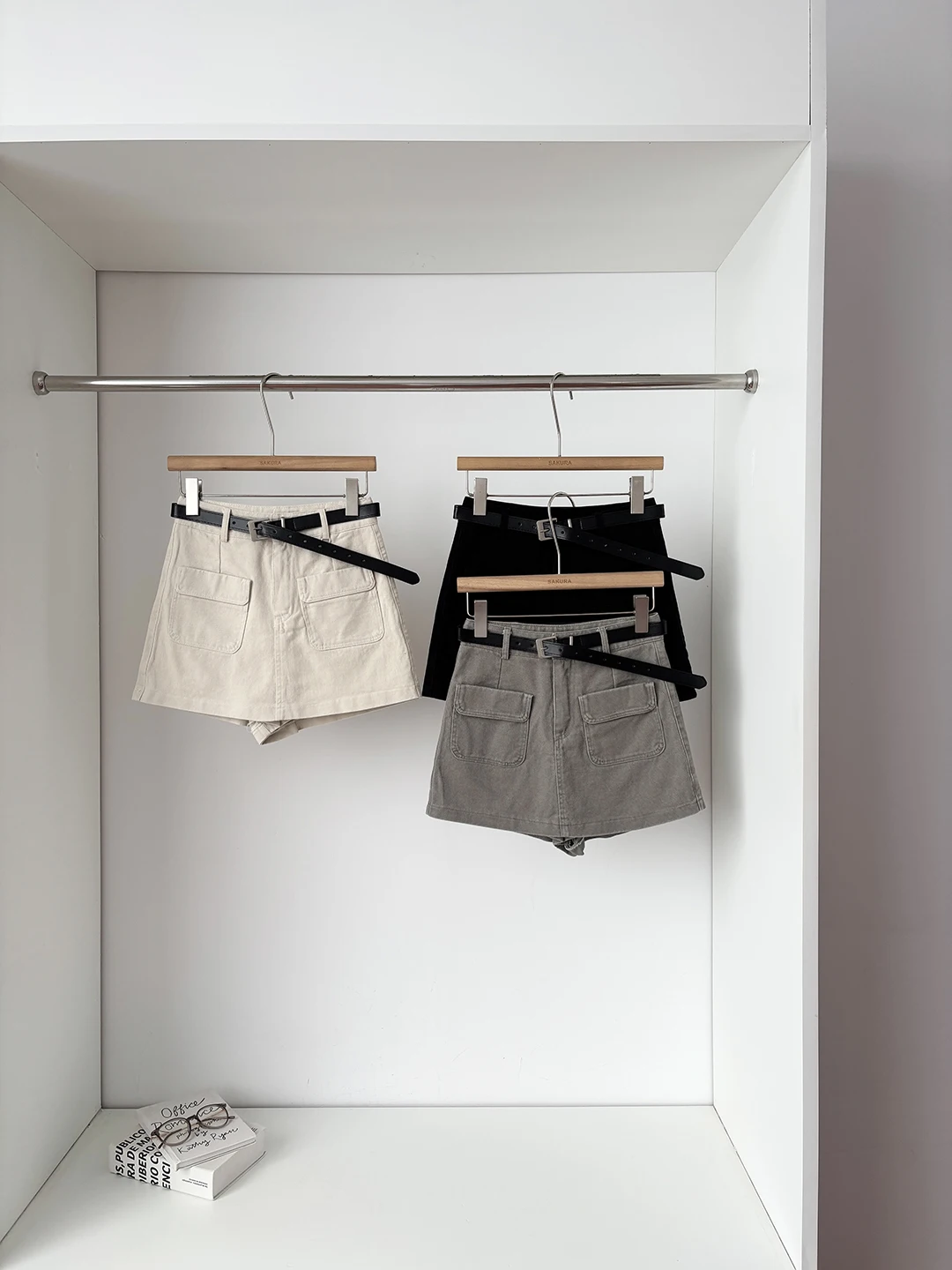 

High Waist A-Line Skirt Pants Women's Summer Slimming Versatile Double Pocket Belted Short Pants Skirt Commute Style