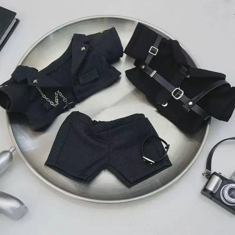 Nur Kleidung für 20 cm große Puppen, cooler Agentenanzug, schwarz-weiß, formelles Outfit-Set, Ersatzkleidung für Stofftier-Ersatzkleidung