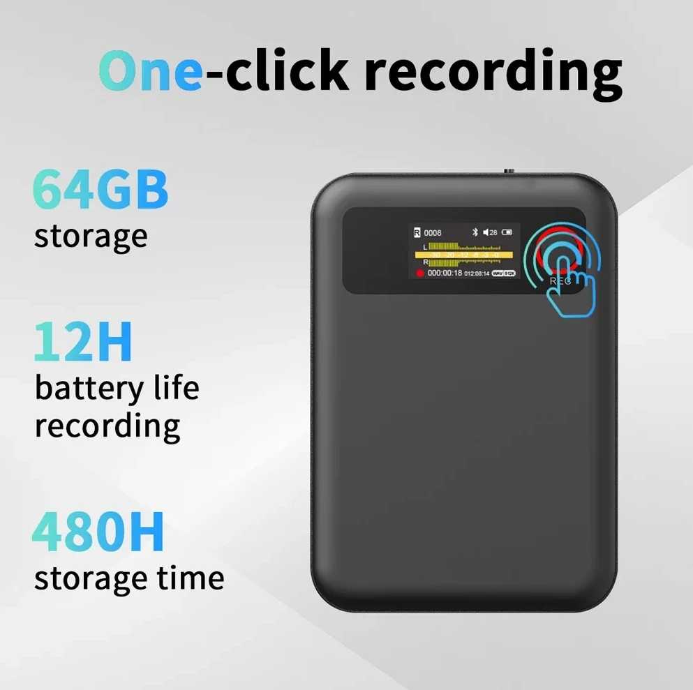 

Portable One Click 64GB AI Magnetic Tape Recorder, Supporting Multilingual Voice Transcription and Phone Recording App Control