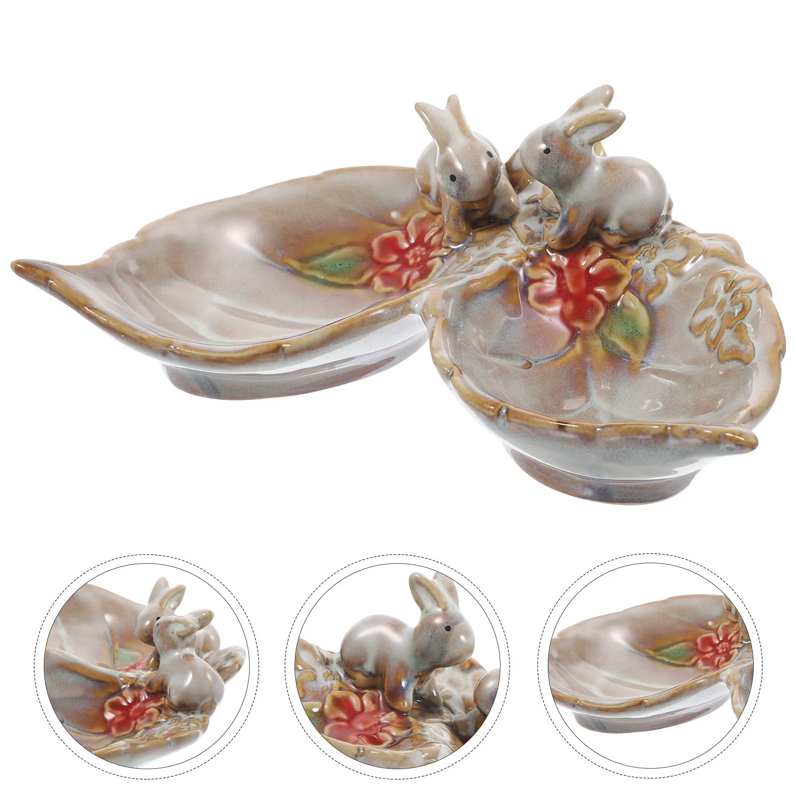 Ceramic Bunny Candy Tray – Snack, Fruit, Jewelry & Key Holder, Desktop Decor, Cake Plate, Easter Bunny Ornament