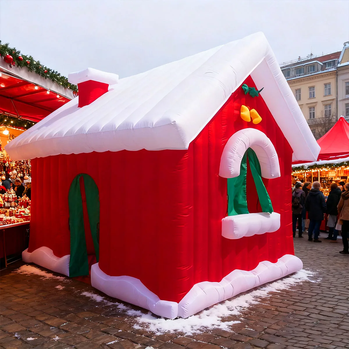 Casa inflável inflável do natal da gruta do papai noel para a barraca exterior da neve da casa do gelo da decoração de natal do quintal