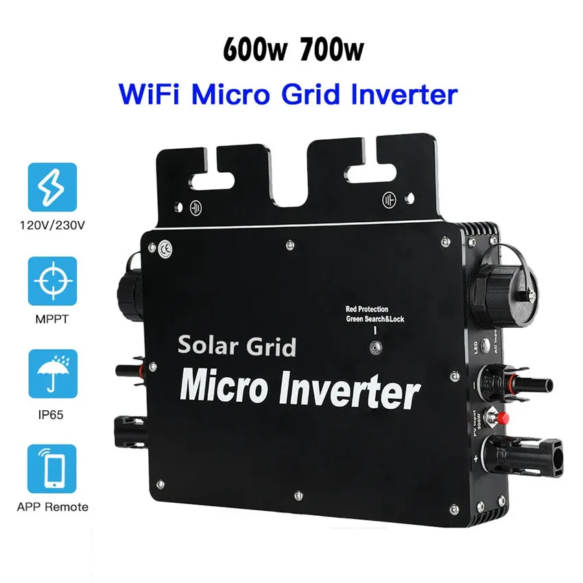 

600W 700W PV Solar Micro Inverter DC to AC Output 110V 220V Micro Solar Grid Tie Inverter IP65 With WIFI