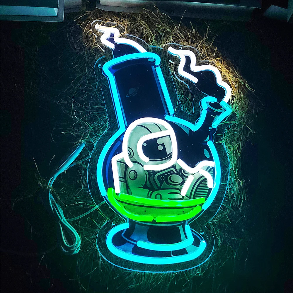 

Astronauts Bong LED Neon Light Acrylic Artwork Neon Wall Art Game Room Decor Lamp Custom Bedroom Neon Sign Personalized Gifts