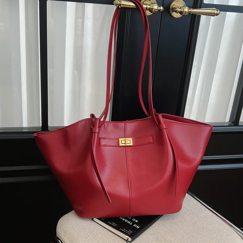 Women Large Capacity Wing Tote Bag Soft PU Leather Shoulder Bag Vintage Gold Turn Lock Shopper Bag Casual Commuter Handbag Work
