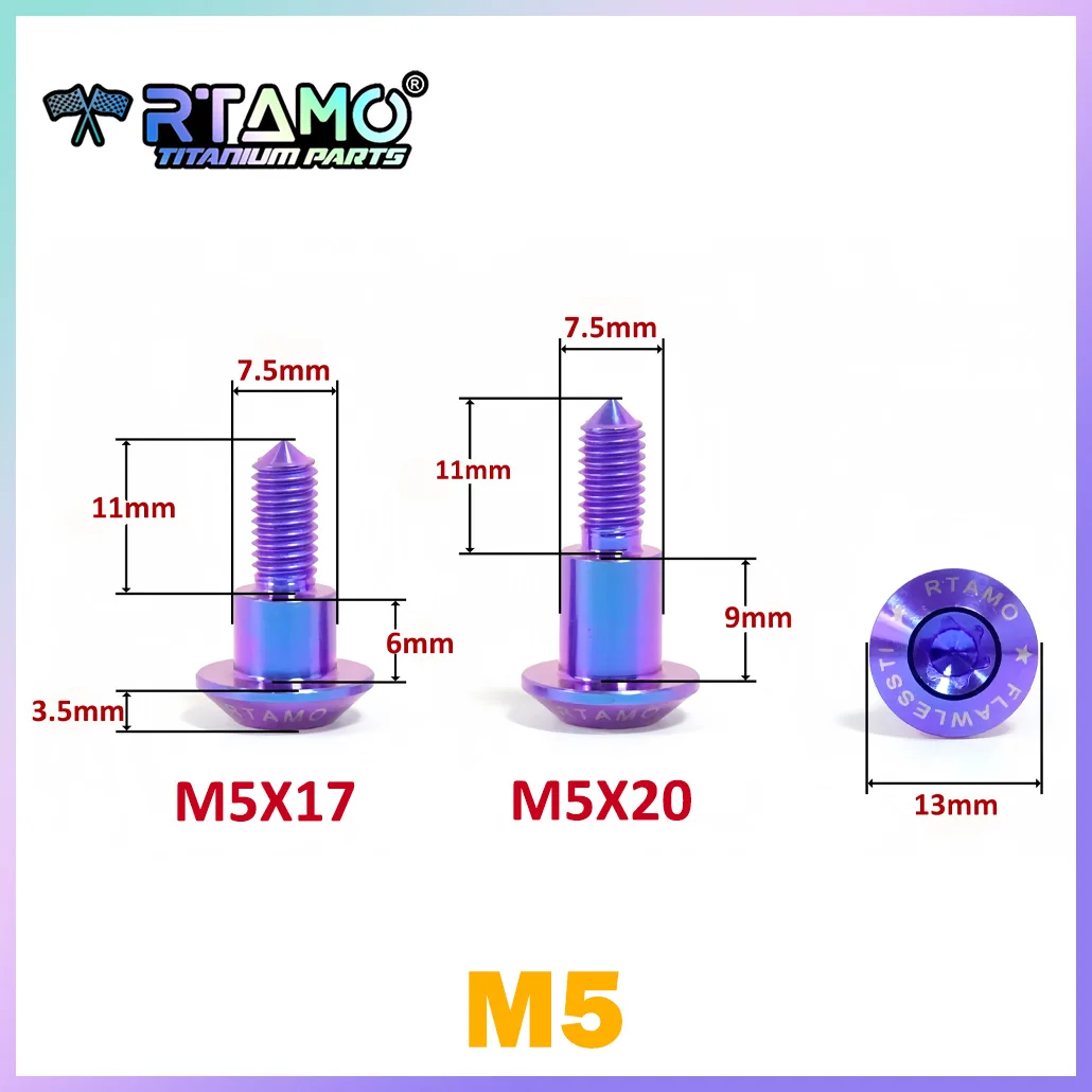 RTAMO Titanium Alloy Bolt M5X17/20 for BMW S1000RR S1000R C400GT Body Cover Screws