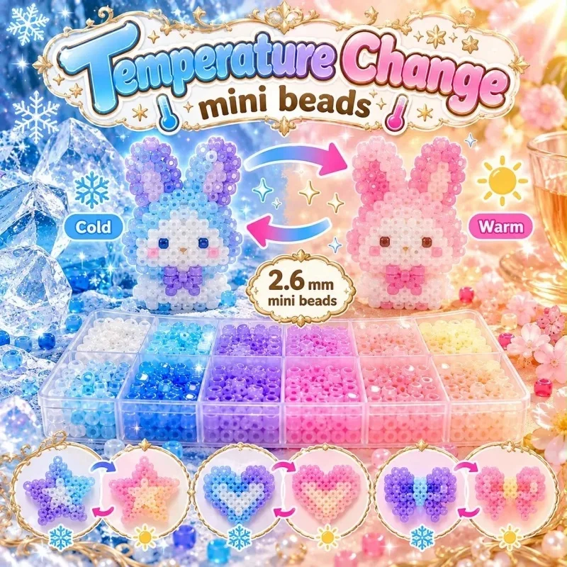 Temperature discoloration 1000pcs Hama Perler Fuse Beads 2.6mm – 3D Stereo Puzzle Beads Toy, Parent-Child Craft  DIY handmade