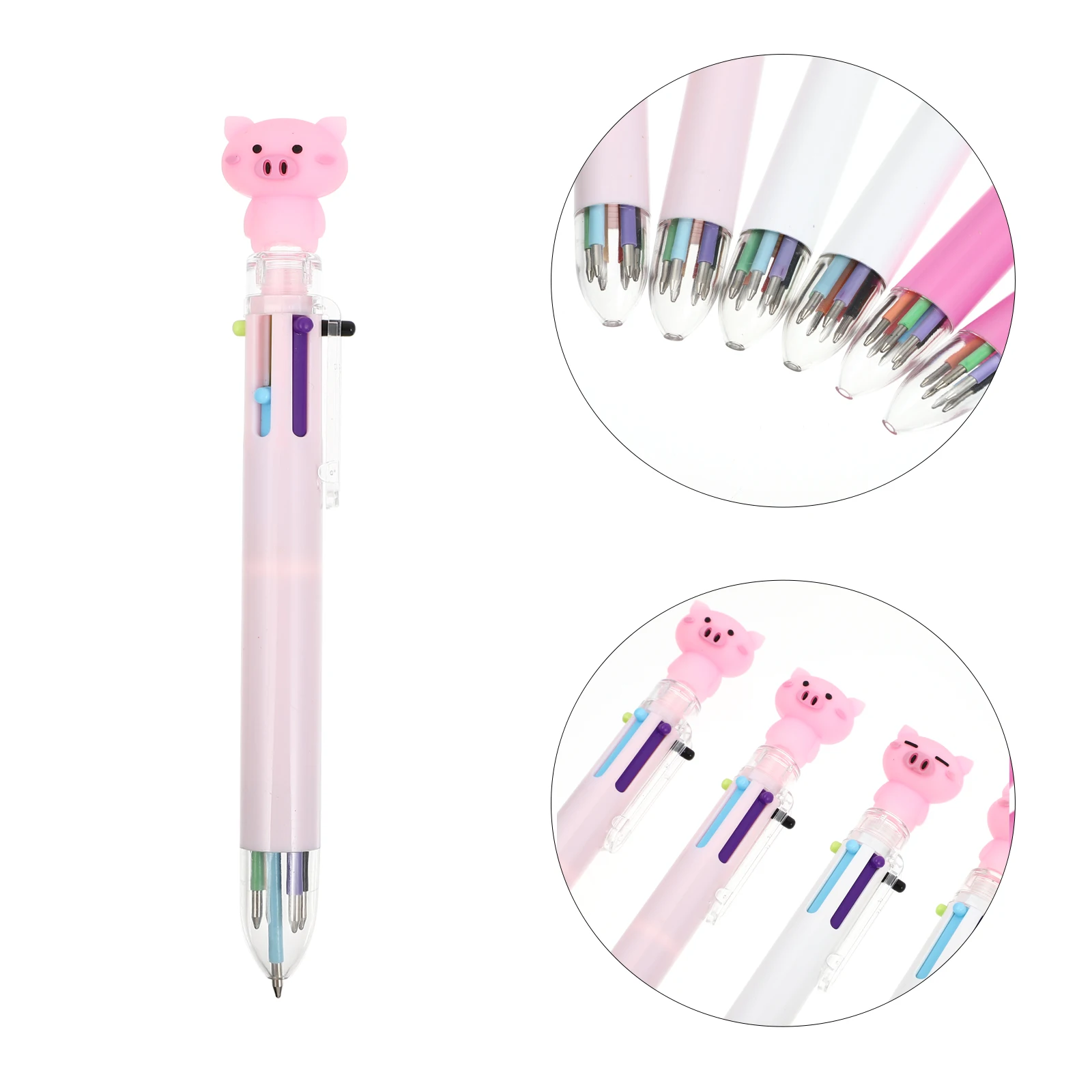 

6 Pcs Cartoon Ballpoint Pen Students Office Supplies Multicolored Pens Plastic Colorful Combination School