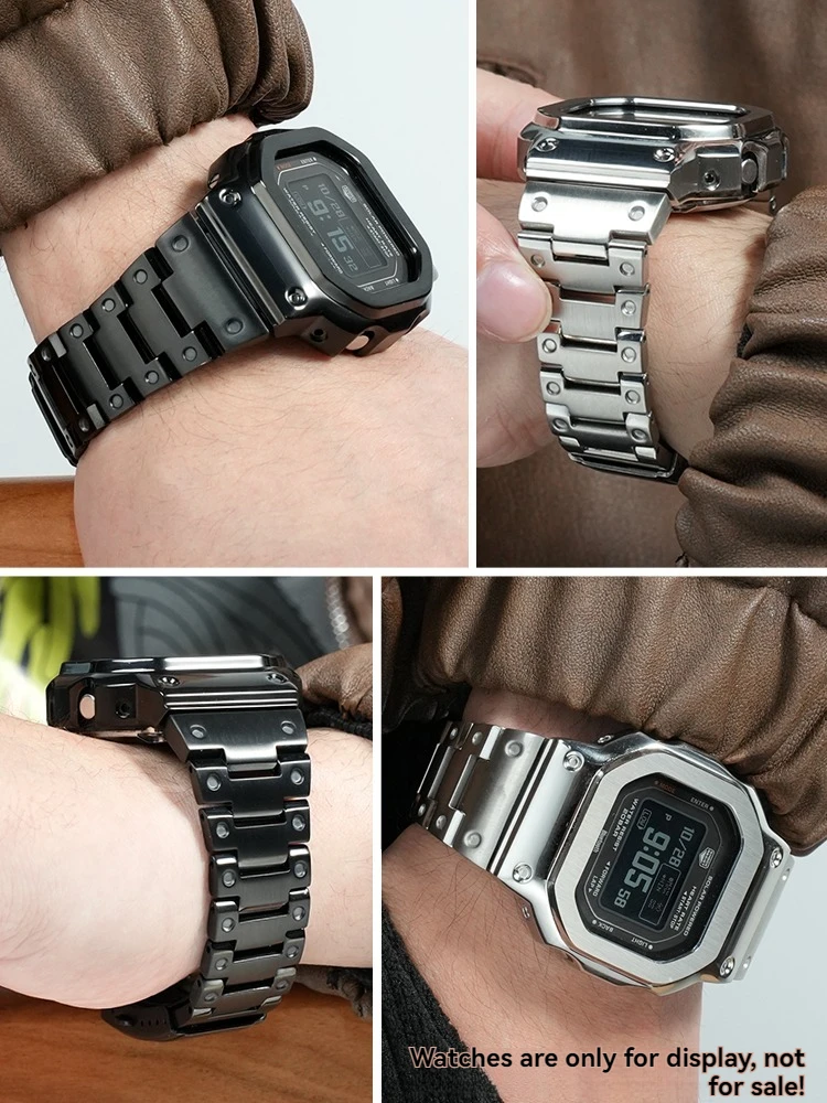 dw-h5600 cinturino per orologio in metallo + cassa dell'orologio per Casio G-SHOCK DW-H5600 modifica cinturino da uomo in acciaio inossidabile oro nero + custodia 18mm