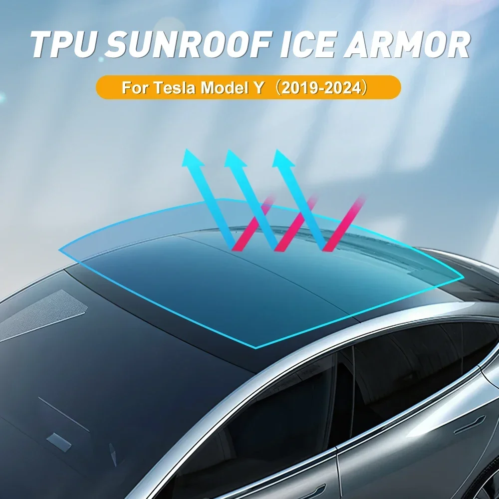 

TPU Car Sunroof UV Protection Film Heat Insulation for Tesla Model Y 2020 2021 2022 2023 2024 Pre-Cut Ice Armor PPF Accessories