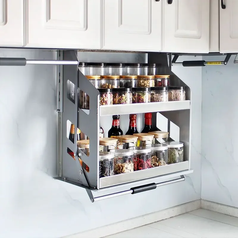 Pull-down basket pull-down seasoning basket rack cabinet high cabinet vertical