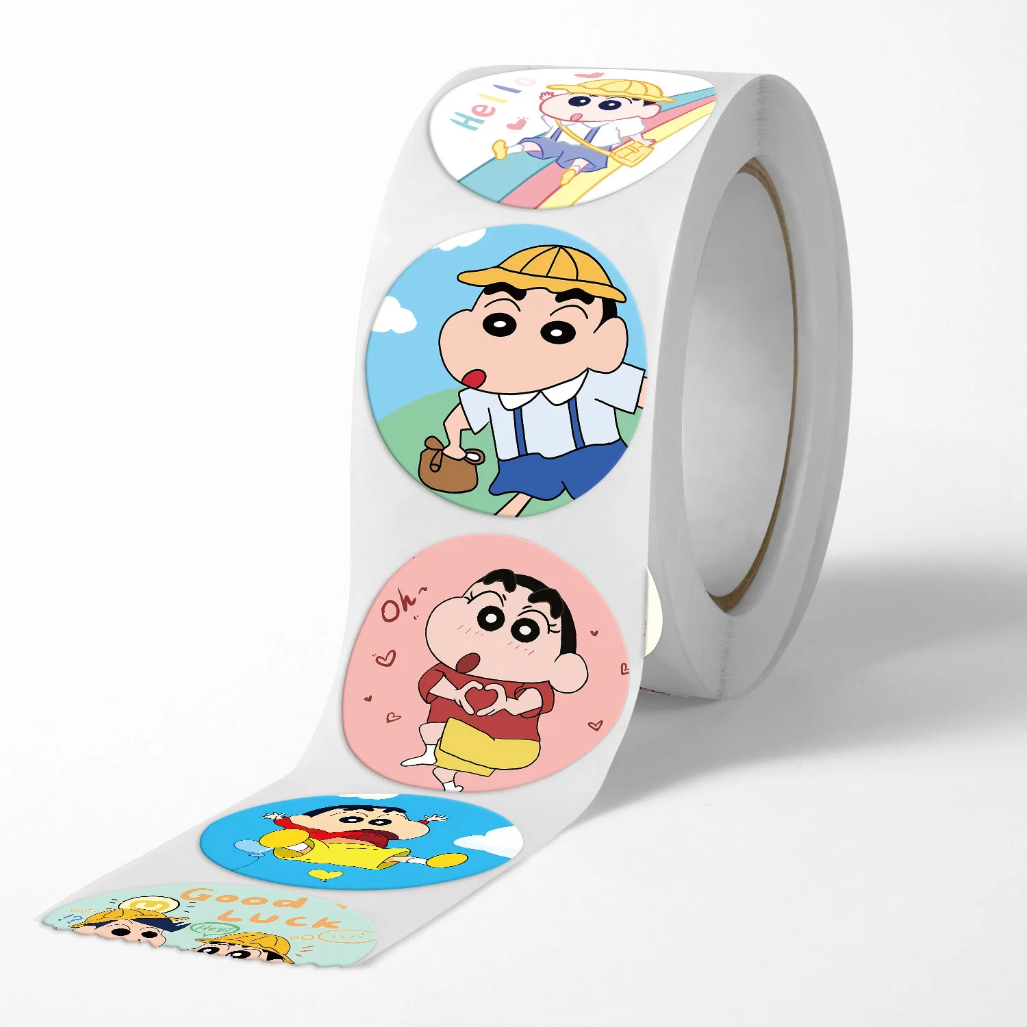 500 قطعة/لفة جديدة تلوين شين تشان الكرتون أنيمي ختم ملصقات DIY بها بنفسك بولي كلوريد الفينيل محمول الشارات الديكور مكافأة هدية لعبة