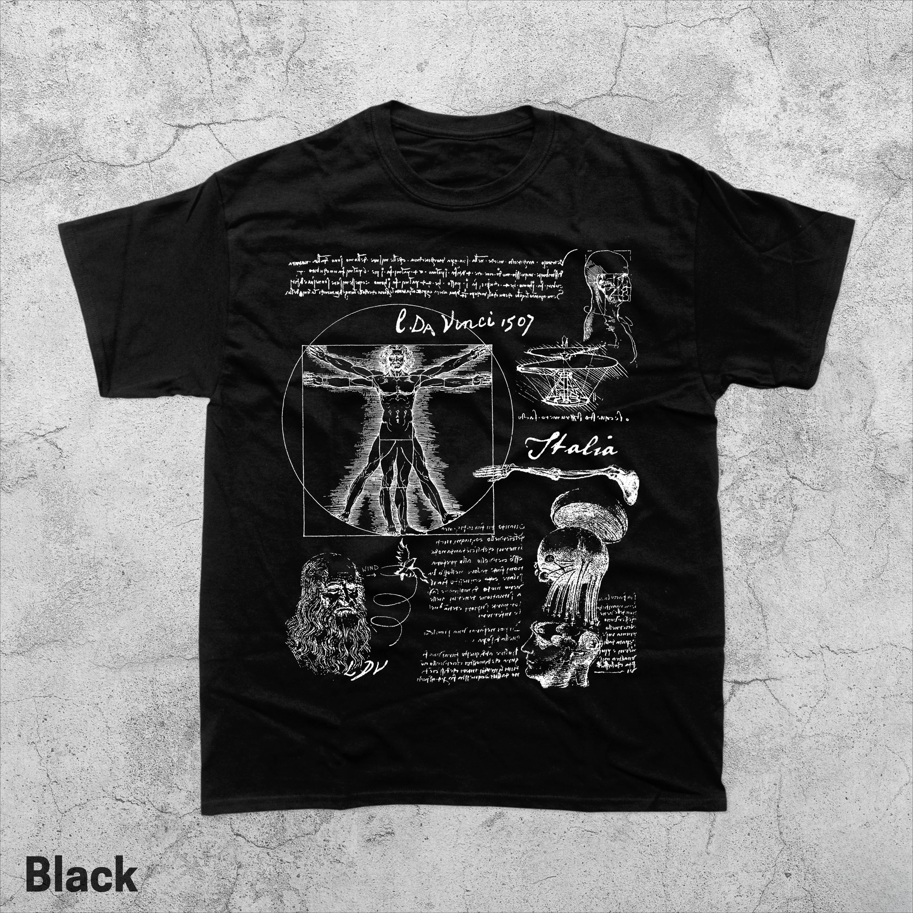 

Da Vinci Vitruvian Man Vintage T-Shirt Anatomical Sketch Retro Art Tee Italian Renaissance Drawing Grunge Science Graphic Shirt