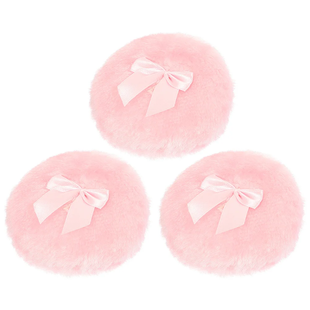 

3 Pcs After-bath Baby Powders Puff Bow Comfortable Bow-knot Refreshing Bows Pink Plush